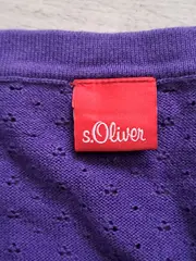 Vorschaubild 5 von Strickjacke Damen Lila Kurzarm Lochmuster Baumwolle Gr. 34 XS