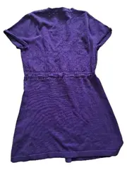 Vorschaubild 2 von Strickjacke Damen Lila Kurzarm Lochmuster Baumwolle Gr. 34 XS