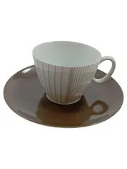 Vorschaubild 2 von Thomas Germany Kaffeetasse mit Untertasse Porzellan Braun Weiß Gestreift