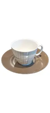 Vorschaubild 1 von Thomas Germany Kaffeetasse mit Untertasse Porzellan Braun Weiß Gestreift