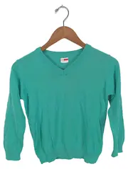 Vorschaubild 1 von Kinder Pullover Basic V-Ausschnitt Türkis Gr. 122-128 Baumwolle