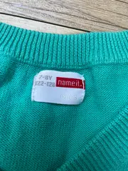 Vorschaubild 2 von Kinder Pullover Basic V-Ausschnitt Türkis Gr. 122-128 Baumwolle