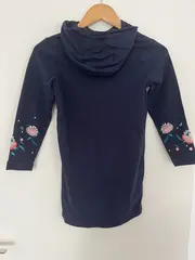 Vorschaubild 2 von Mädchen Kapuzenpulloverkleid Blumenstickerei Blau Gr. 134