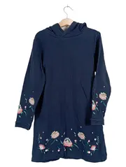 Vorschaubild 1 von Mädchen Kapuzenpulloverkleid Blumenstickerei Blau Gr. 134