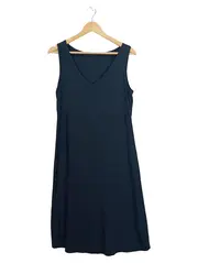 Vorschaubild 1 von Damen Trägerkleid Gr. 42/XL Schwarz V-Ausschnitt Viskose