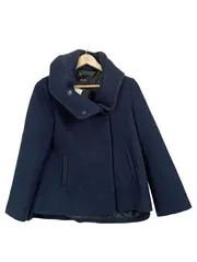 Vorschaubild 1 von Basic Damen Kurzmantel Wollmantel Gr. M Blau Schalkragen