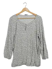 Vorschaubild 1 von Damen Bluse XL Grau Abstrakt Muster 3/4-Arm Casual