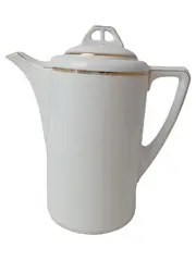 Vorschaubild 1 von Kaffeekanne Porzellan Weiß Goldrand Elegant 20cm