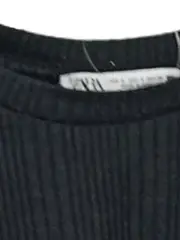 Vorschaubild 5 von Damen T-Shirt Schwarz Gr. 36/S Rippstrick Rüschenärmel