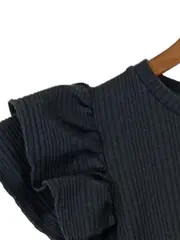 Vorschaubild 3 von Damen T-Shirt Schwarz Gr. 36/S Rippstrick Rüschenärmel