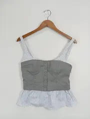 Vorschaubild 2 von Damen Bustier Top Bluse Streifen Gr. S Modern Mehrfarbig