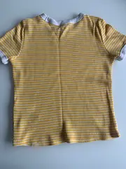 Vorschaubild 2 von Damen T-Shirt Gr. 36 Gelb Gestreift Casual Kurzarm Oberteil