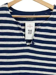Vorschaubild 3 von Damen Freizeitkleid Gr. 42 Blau Gestreift Baumwolle Langarm