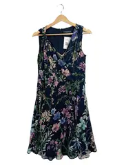 Vorschaubild 1 von Damen Wickelkleid Gr. 36/S Blau Blumenmuster Romantisch