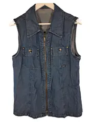 Vorschaubild 1 von TAIFUN Damen Jeans Weste Gr. 40 Blau Denim Reißverschluss Casual