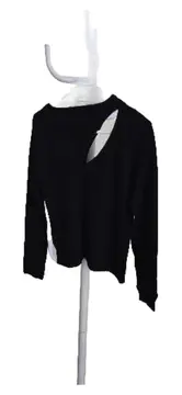 Vorschaubild 3 von Damen Pullover Schwarz Gr. 38 M Cut-Out Strukturmuster Modisch