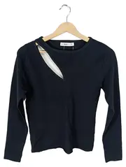 Vorschaubild 1 von Damen Pullover Schwarz Gr. 38 M Cut-Out Strukturmuster Modisch