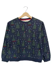 Vorschaubild 1 von Kinder Pullover Gr. 152 Blau Weihnachtsbäume Sterne Baumwolle