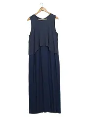 Vorschaubild 1 von Damen Maxikleid Gr. 40/L Blau Elegant Minimalistisch Plissee