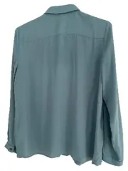 Vorschaubild 2 von Hemdbluse Damen Gr. 40 Türkis Klassische Langarm Bluse