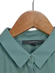 Vorschaubild 3 von Hemdbluse Damen Gr. 40 Türkis Klassische Langarm Bluse