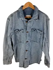Vorschaubild 1 von Herren Jeansjacke Blau Baumwolle Leinen Gr. L Freizeit Casual