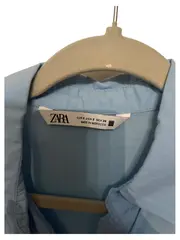 Vorschaubild 2 von Blusenkleid Damen Gr. S Hellblau Stufenrock Midi Hemdkleid