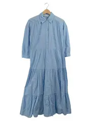 Vorschaubild 1 von Blusenkleid Damen Gr. S Hellblau Stufenrock Midi Hemdkleid