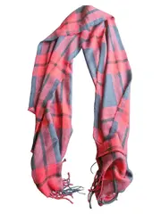 Vorschaubild 2 von Schal Damen kariert rot grau Fransen Casual 200x52 cm