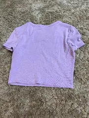 Vorschaubild 2 von Damen Basic Crop T-Shirt Lila Gr. S Kurzarm Baumwolle Alltag
