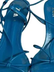 Vorschaubild 4 von Damen Sandaletten Türkis Gr. 38 Schnürung Riemchen High Heels Elegant