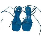 Vorschaubild 2 von Damen Sandaletten Türkis Gr. 38 Schnürung Riemchen High Heels Elegant