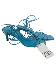 Vorschaubild 1 von Damen Sandaletten Türkis Gr. 38 Schnürung Riemchen High Heels Elegant