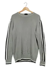 Vorschaubild 1 von Herren Pullover Gr. L Grau Sportstreifen Baumwolle Regular Fit