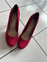 Vorschaubild 2 von Damen Pumps Rot Elegant Gr. 40 High Heels Textil Absatz 10cm