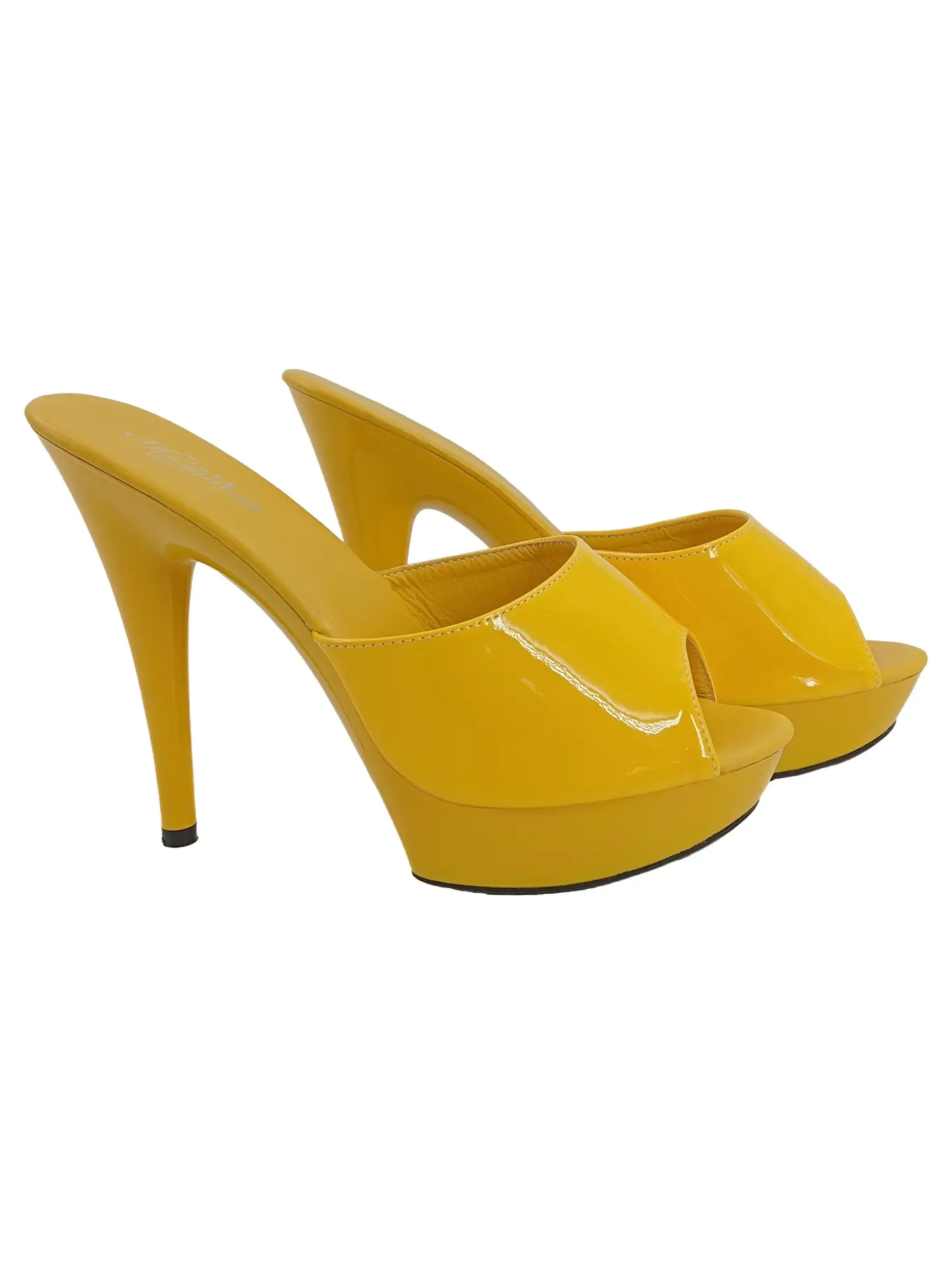 SHUZUMIAO Damen Plateau Pantoletten High Heels Gelb Größe 39 Elegant