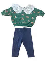 Vorschaubild 1 von Baby Mädchen Set Blumenmuster Pullover Leggings Mehrfarbig Gr. 68