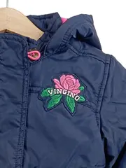 Vorschaubild 2 von Mädchen Steppjacke Gr. 92 Navy Blau Kapuze Rose Winterjacke