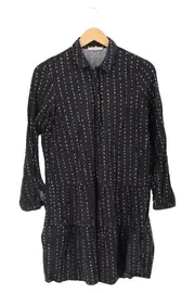 Vorschaubild 1 von Damen Blusenkleid Gr. 38/M Schwarz Gepunktet Casual Vintage