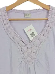 Vorschaubild 3 von Damen T-Shirt Gr. 38/M Lila Feminin mit Häkeldetail