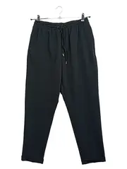 Vorschaubild 1 von Stoffhose Damen M Schwarz Uni Casual Polyester Zugband Gr. 38