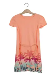 Vorschaubild 1 von Mädchen Sommerkleid Palmenprint Gr. 116 Orange Koralle