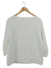 Vorschaubild 2 von Sweatshirt Damen 3/4-Arm Strukturmuster Weiß Gr. 42 XL