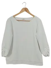 Vorschaubild 1 von Sweatshirt Damen 3/4-Arm Strukturmuster Weiß Gr. 42 XL