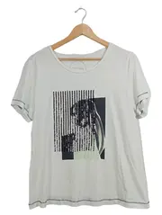 Vorschaubild 1 von TAIFUN Damen T-Shirt Gr. 42/XL Baumwolle Grafik Pailletten Kurzarm Weiß