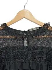 Vorschaubild 2 von Damen Bluse S 36 Schwarz Spitze Rüschen Plissee Elegant