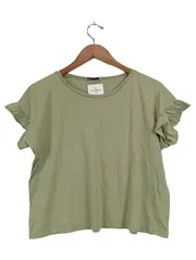 Vorschaubild 1 von Damen T-Shirt Gr. 40/L Oliv Feminin mit Rüschenärmeln