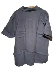 Vorschaubild 3 von Damen Bluse Kurzarm Polokragen Baumwolle Blau Gr. 42/44
