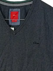 Vorschaubild 2 von Herren Pullover Basic Grau Meliert Baumwolle Langarm Gr. M