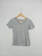 Vorschaubild 2 von Damen T-Shirt Just Do It V-Ausschnitt Grau Gr. 36/S